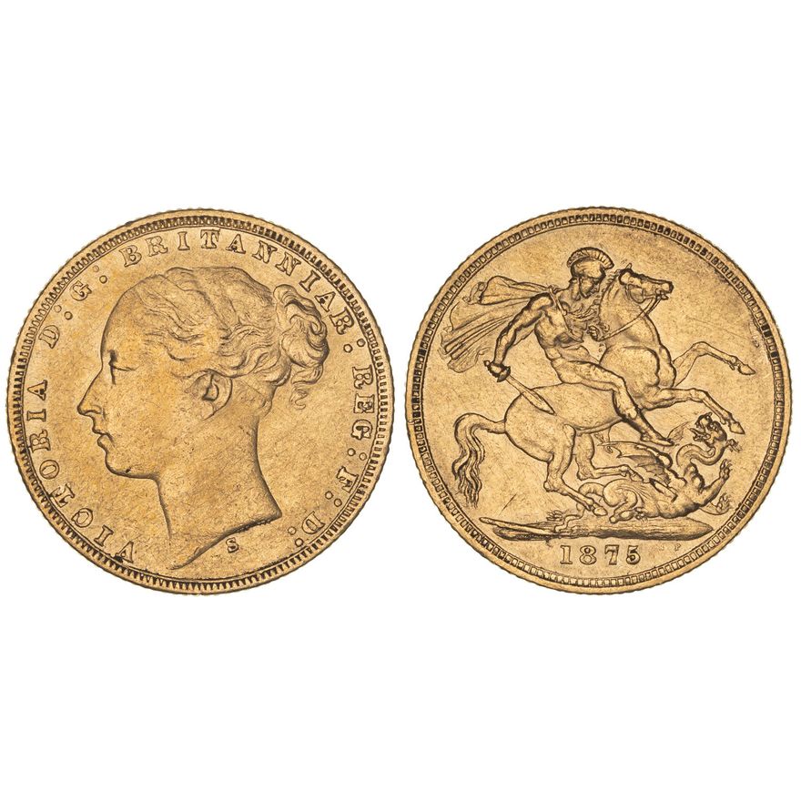 Victoria, St George Reverse, Sovereign, 1875-S,  Fine