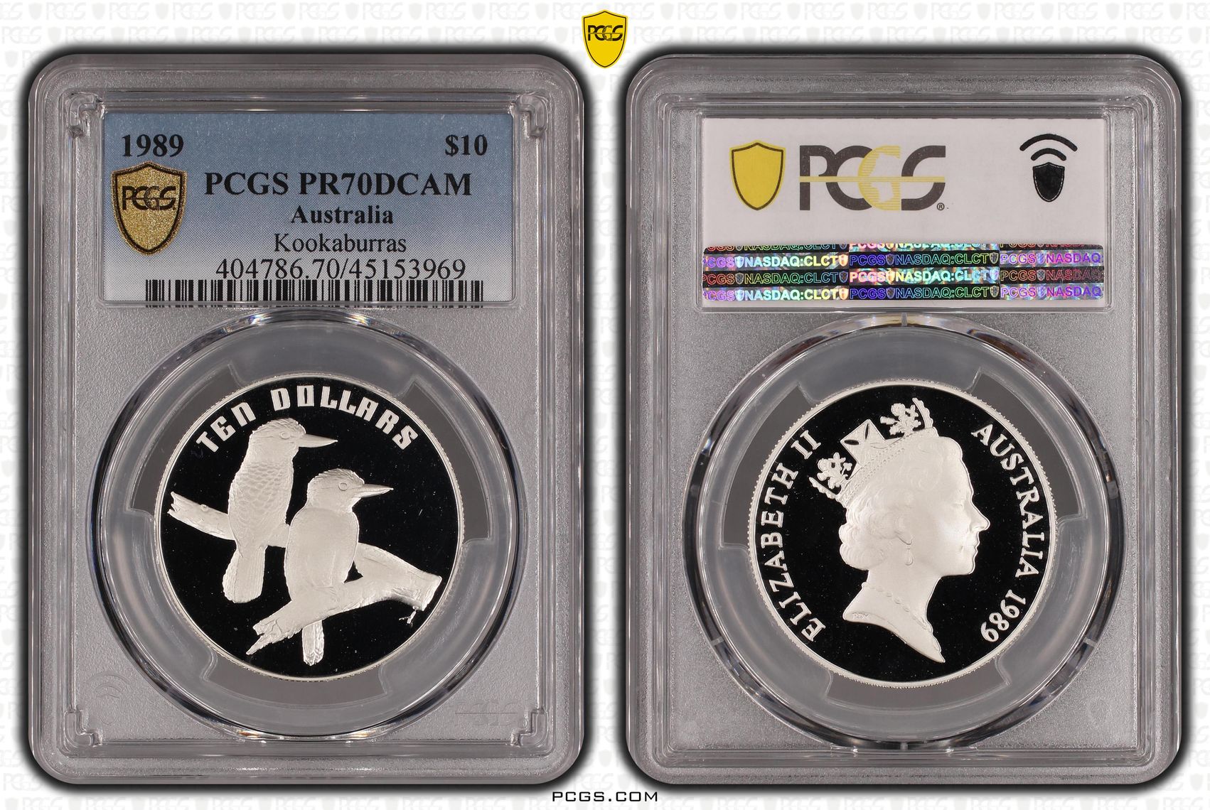 1989 Australia Ten Dollar, $10 Proof Kookaburras PCGS - PR70DCAM POP 6/0 -969