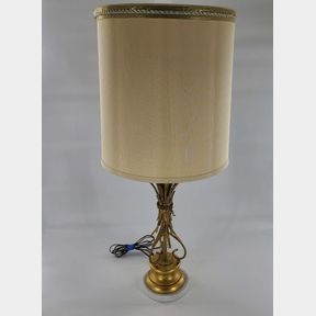 Mid Century Hollywood Regency Gold Gilt Wheat Lamp on Marble Base