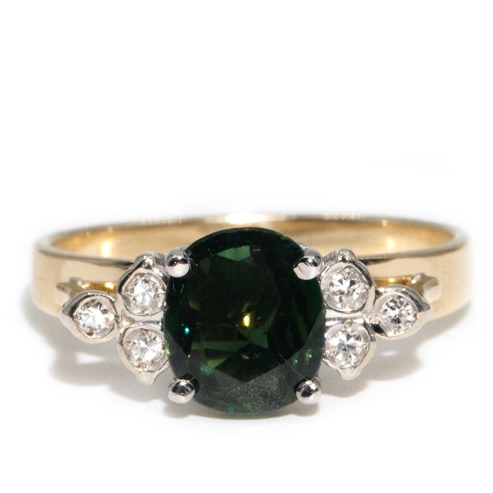 Sapphire & Diamond 9 Carat Gold Vintage Ring, Circa 1980s