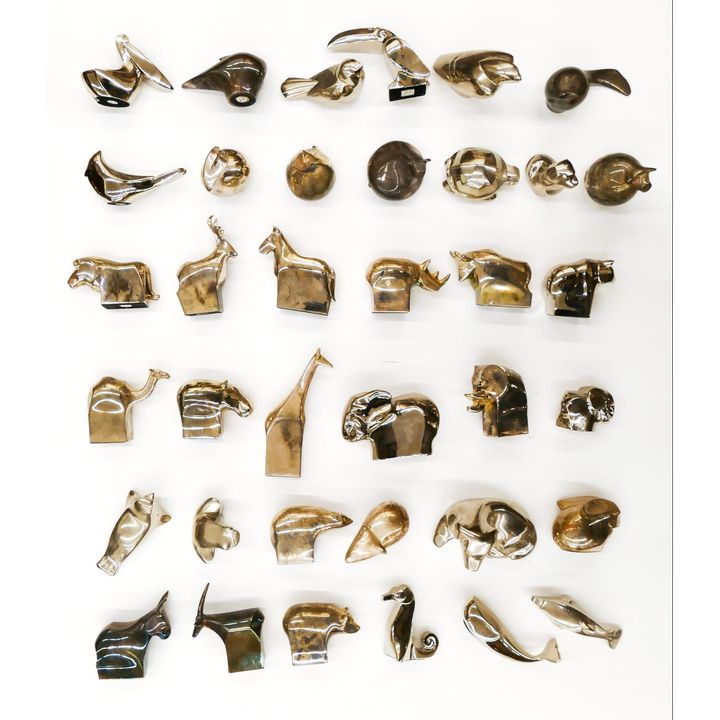 Box 37pc Dansk Silverplated Animal Figurines- Most with Boxes- largest 4''
