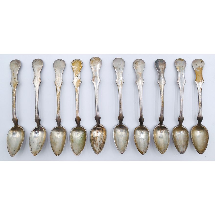 Set 10 Antique Austro-Hungarian Silver Demi Spoons 4.5'' - 106 Grams TW