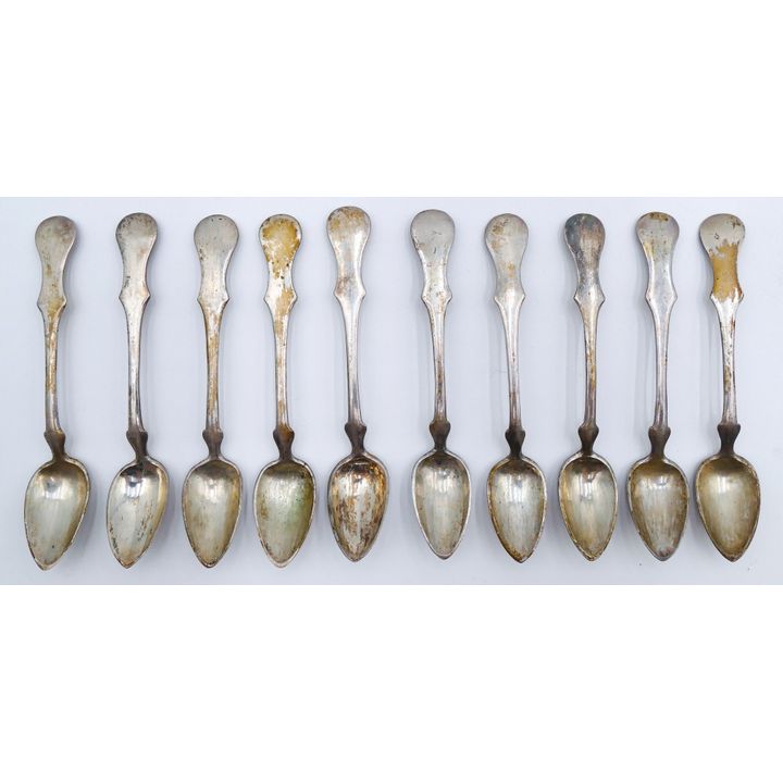 Set 10 Antique Austro-Hungarian Silver Demi Spoons 4.5'' - 106 Grams TW
