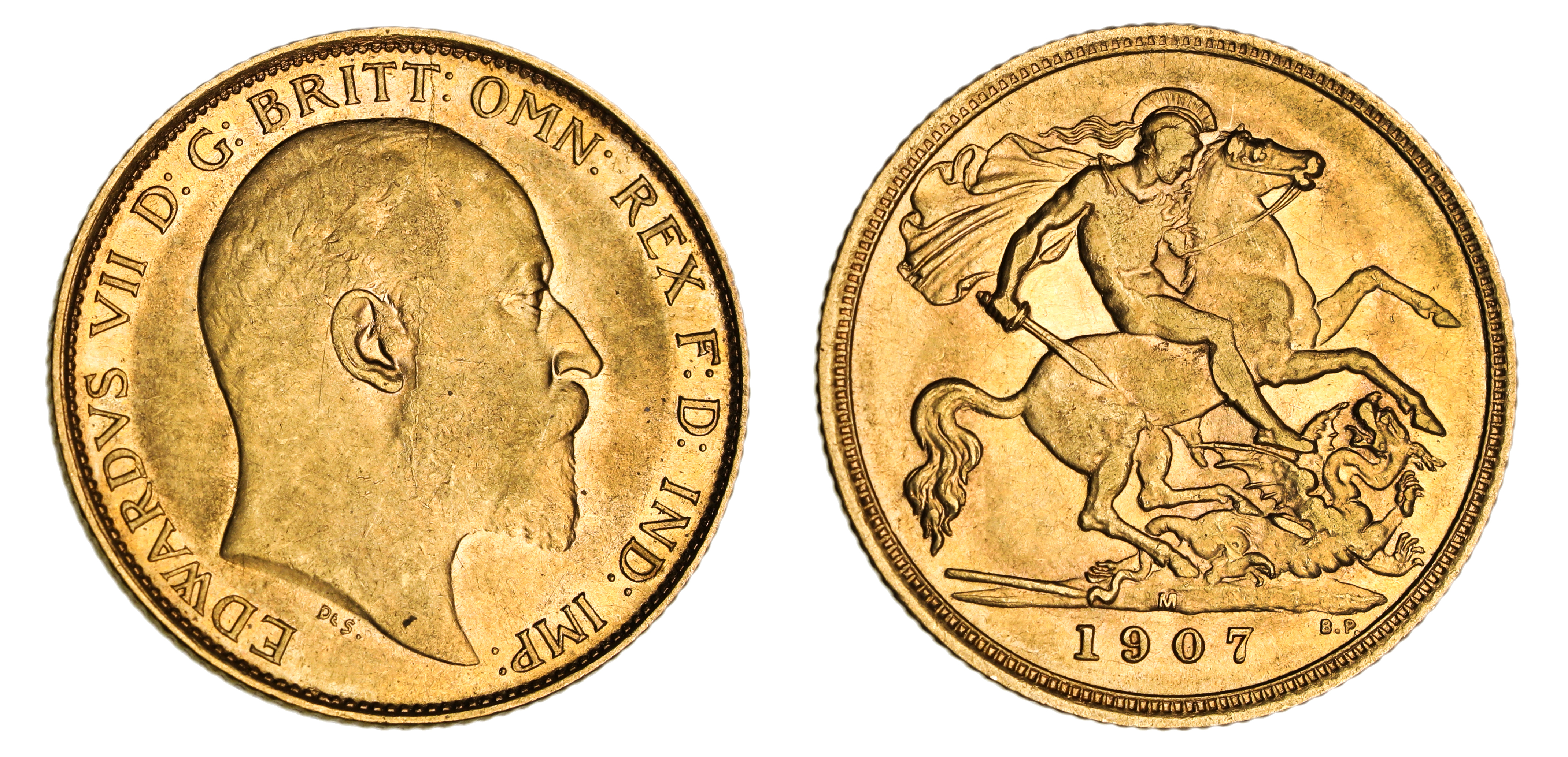 Edward VII, St. George Reverse - Melbourne Mint, Half Sovereign, 1907, EF