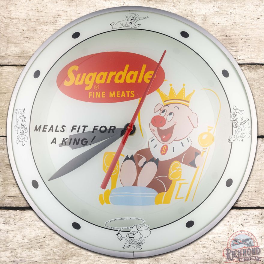 Sugardale Fine Meats 15" Double Bubble Advertising Clock w/ Pig King