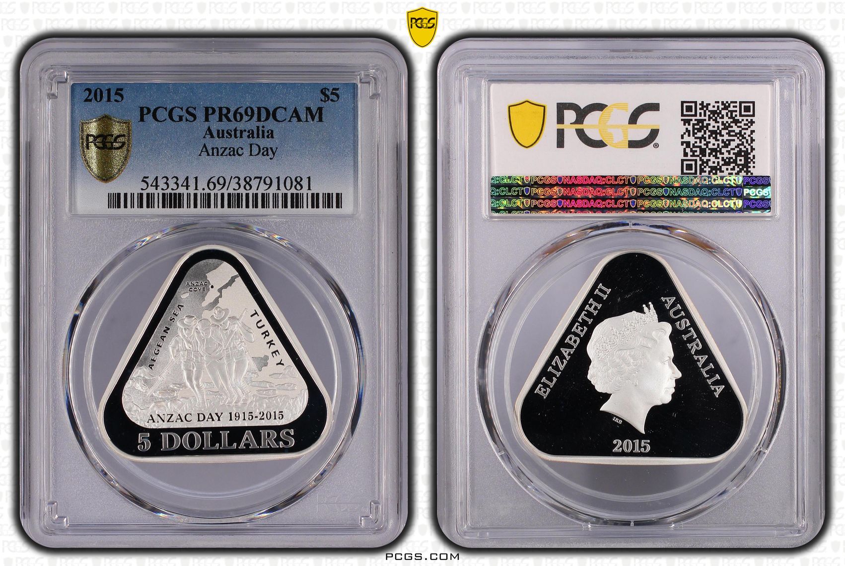 2015 Australia Five Dollar, $5 Silver Anzac Day PCGS - PR69DCAM -081