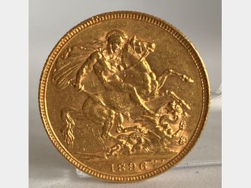 1896 VICTORIA OLD HEAD LONDON MINT GOLD SOVEREIGN