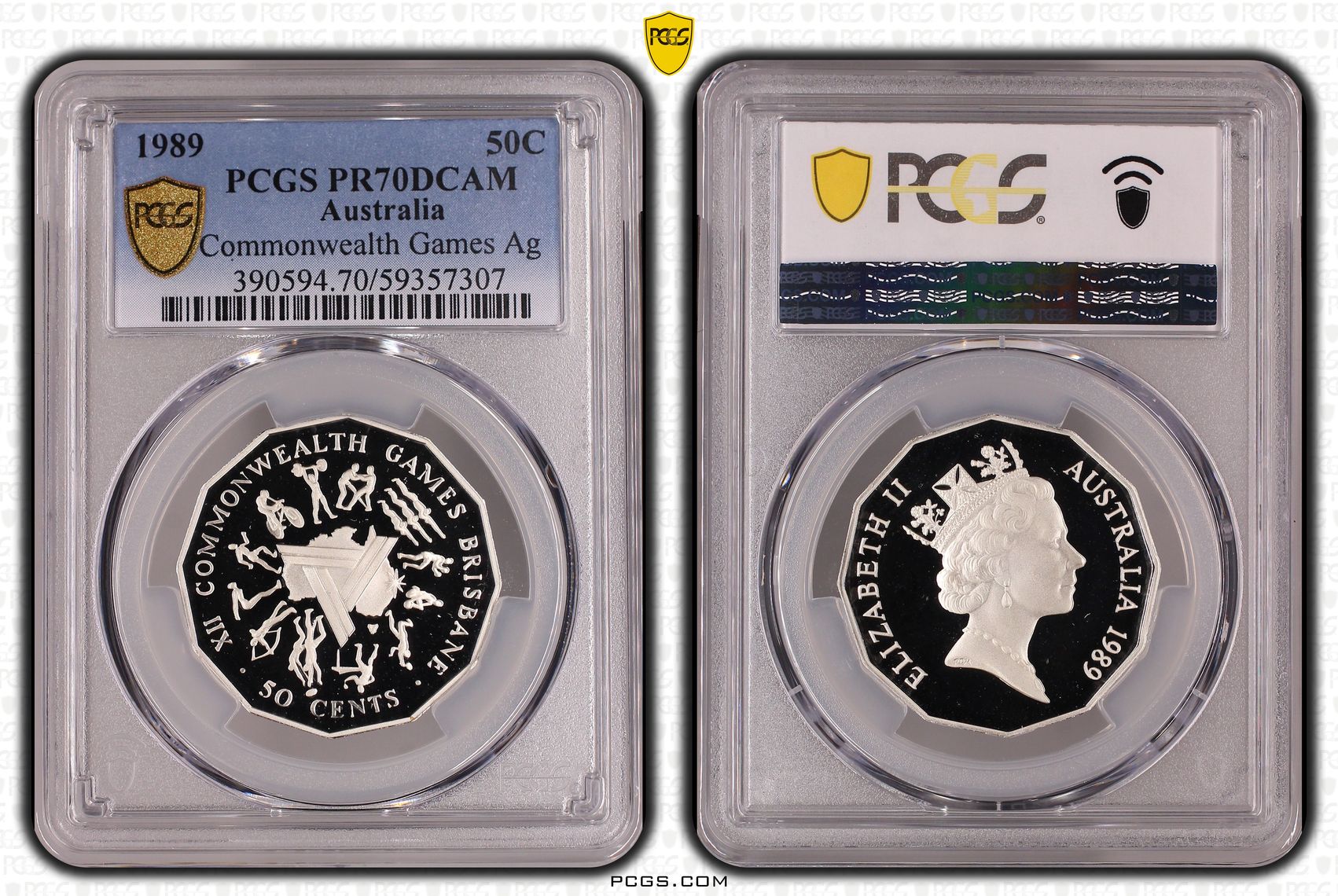 Elizabeth II, Commonwealth Games Silver, Fifty Cent, 1989, PCGS PR70DCAM