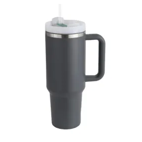 1.2L Tumbler with Handle Straw Lid Stainless Steel Travel Mug Ash Grey |