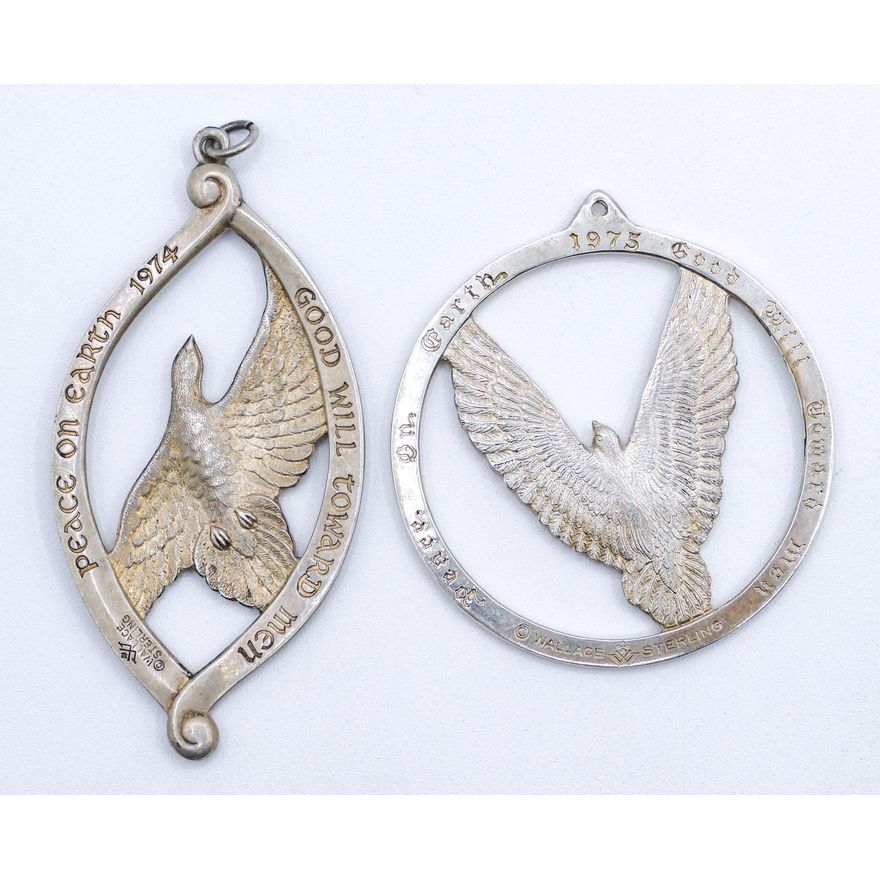Box 2pc Wallace Sterling Christmas Ornaments - 57 Grams TW