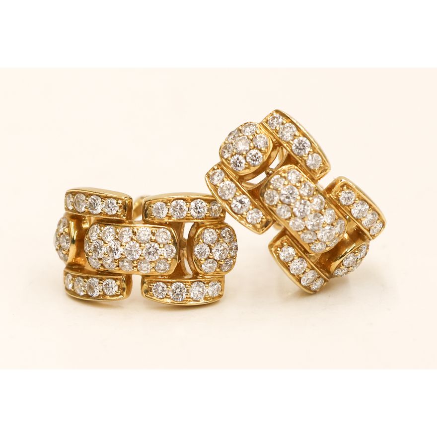 Pair Designer 18k Diamond Link Earrings