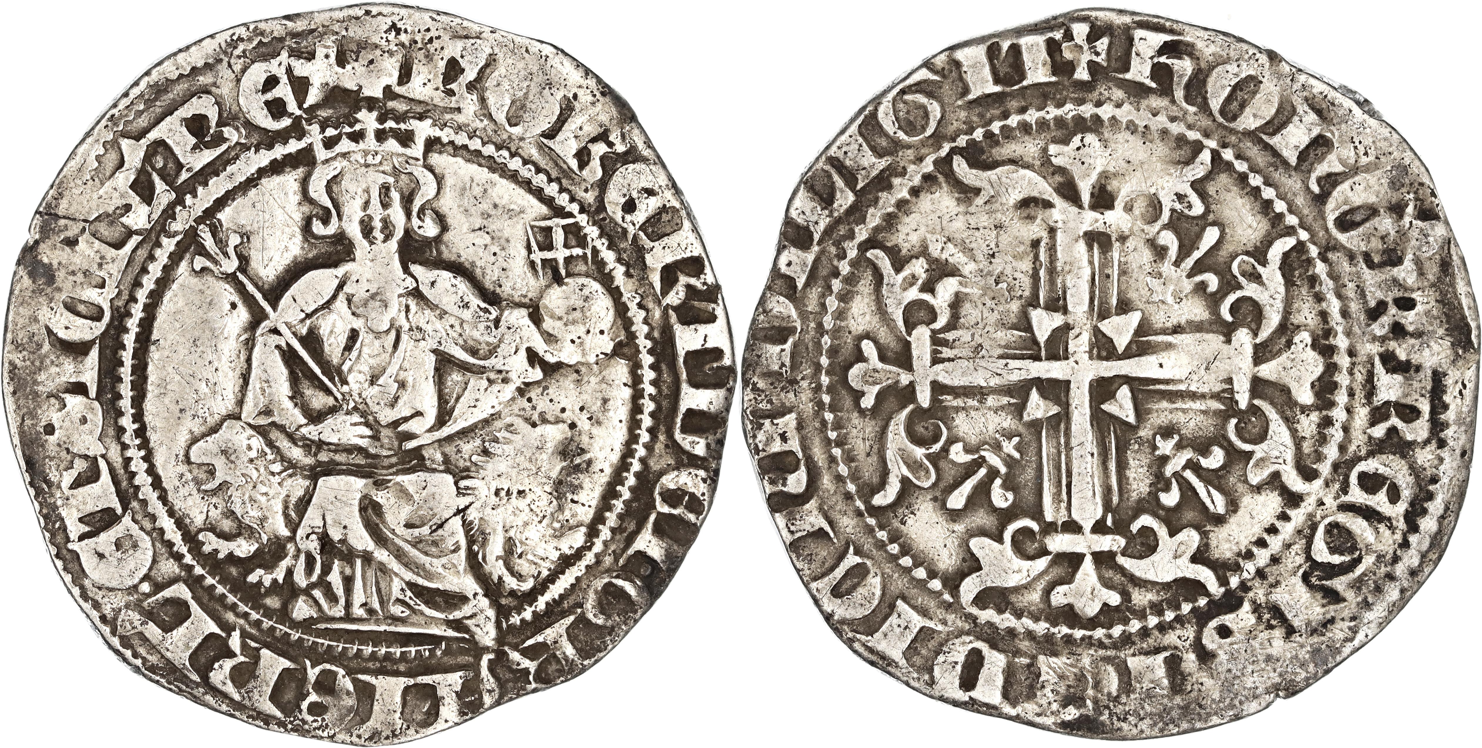 Kingdom of Naples, Robert d'Anjou, Silver Gigliato, 1309-1343 AD, VF