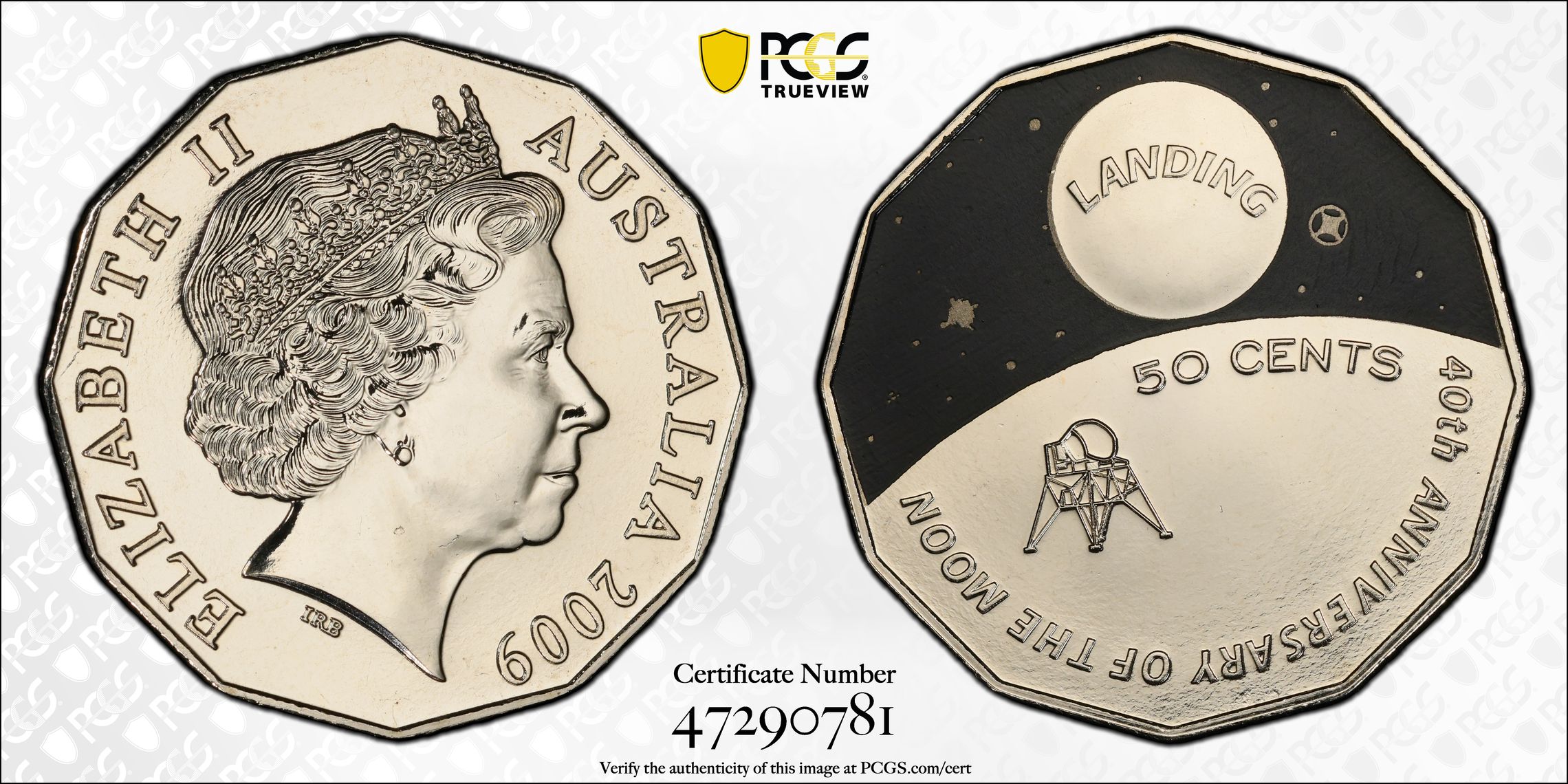 Moon Landing, Fifty Cent, 2009, PCGS MS68
