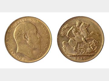 1910 EDWARD VII LONDON MINT GOLD SOVEREIGN