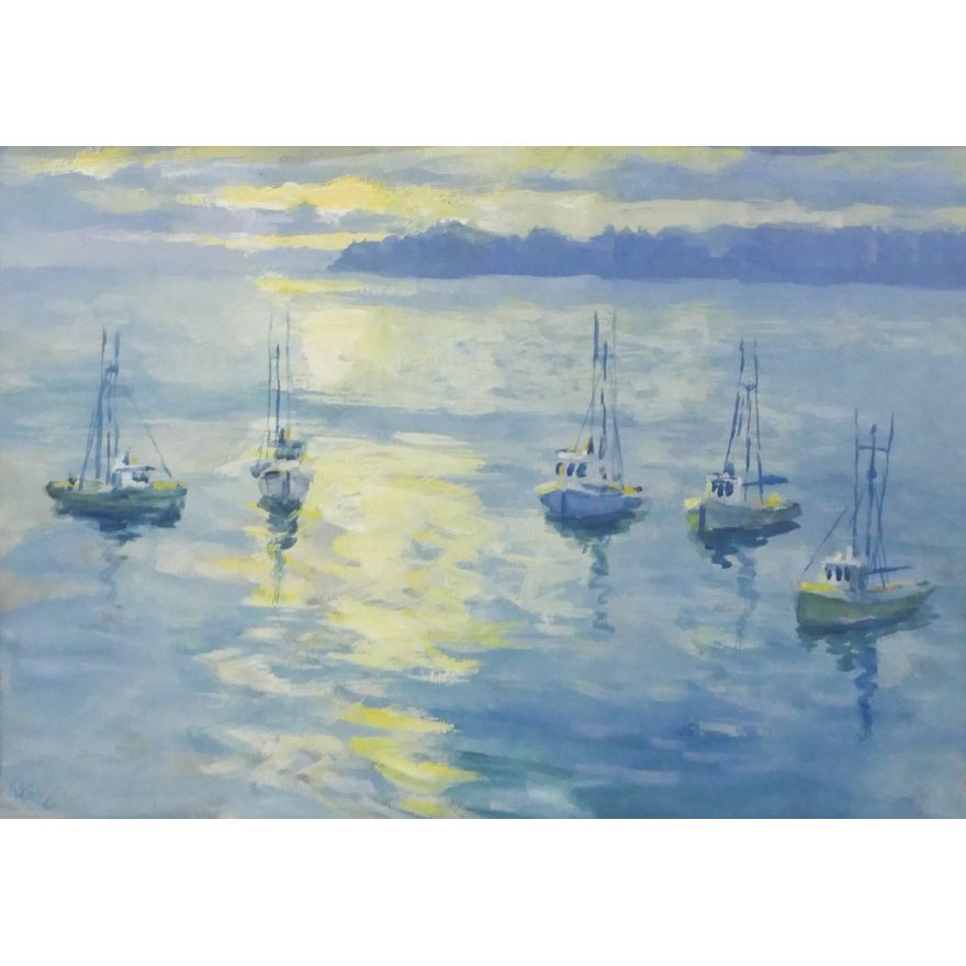 Ross Gill Fishing Boats Gouache on Paper.