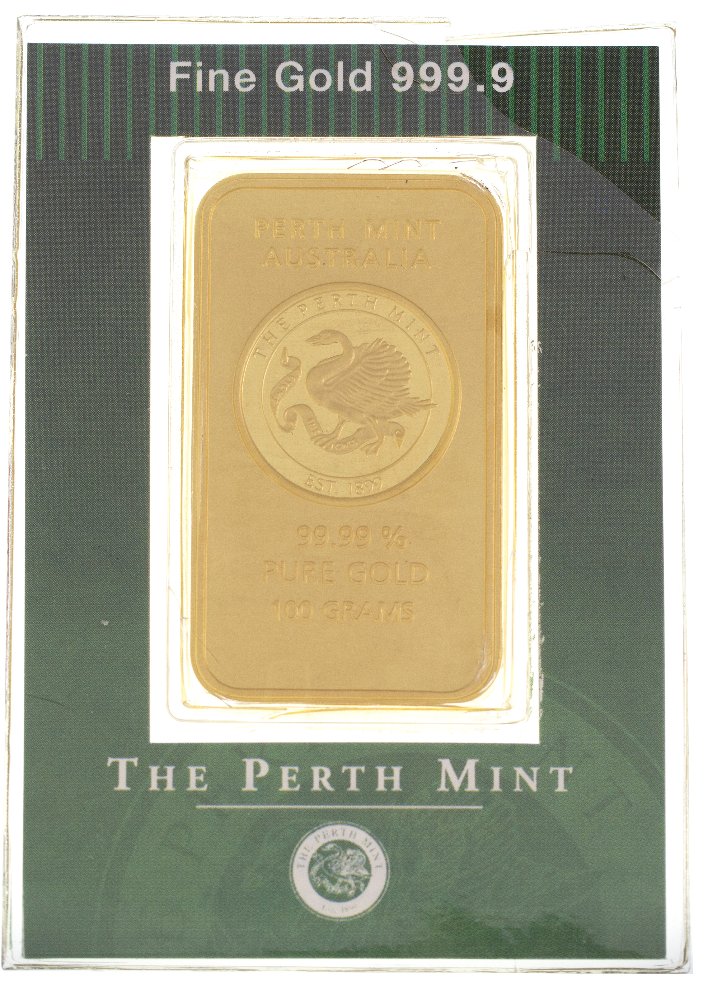 Perth Mint 100 gram bar, UNC