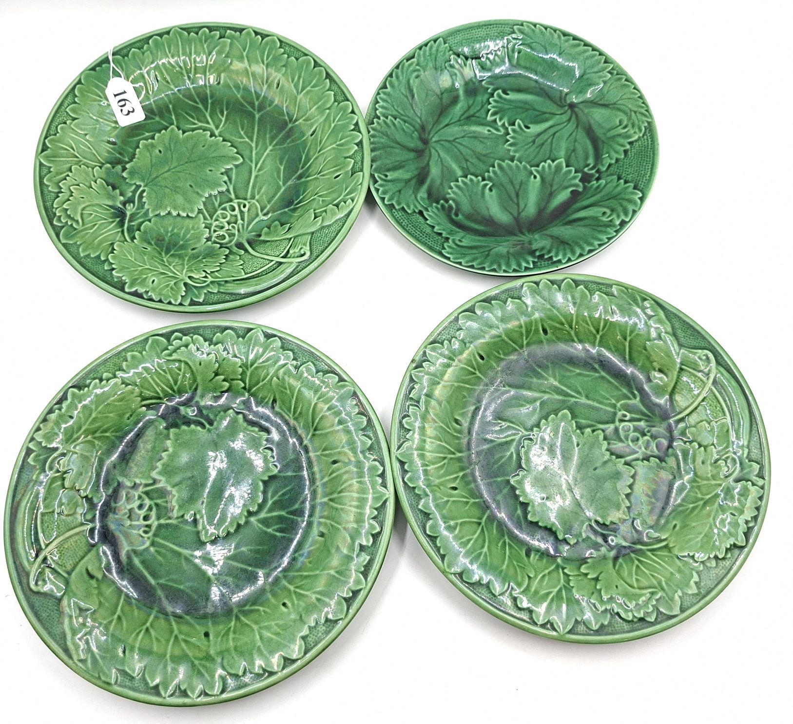 163 · MAJOLICA LEAF DESIGN PLATES