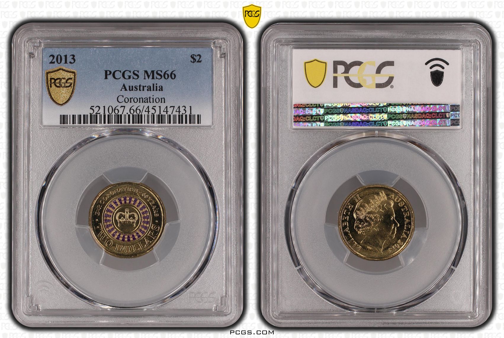 2013 Australian Two Dollar, $2 Coronation PCGS - MS66 -431