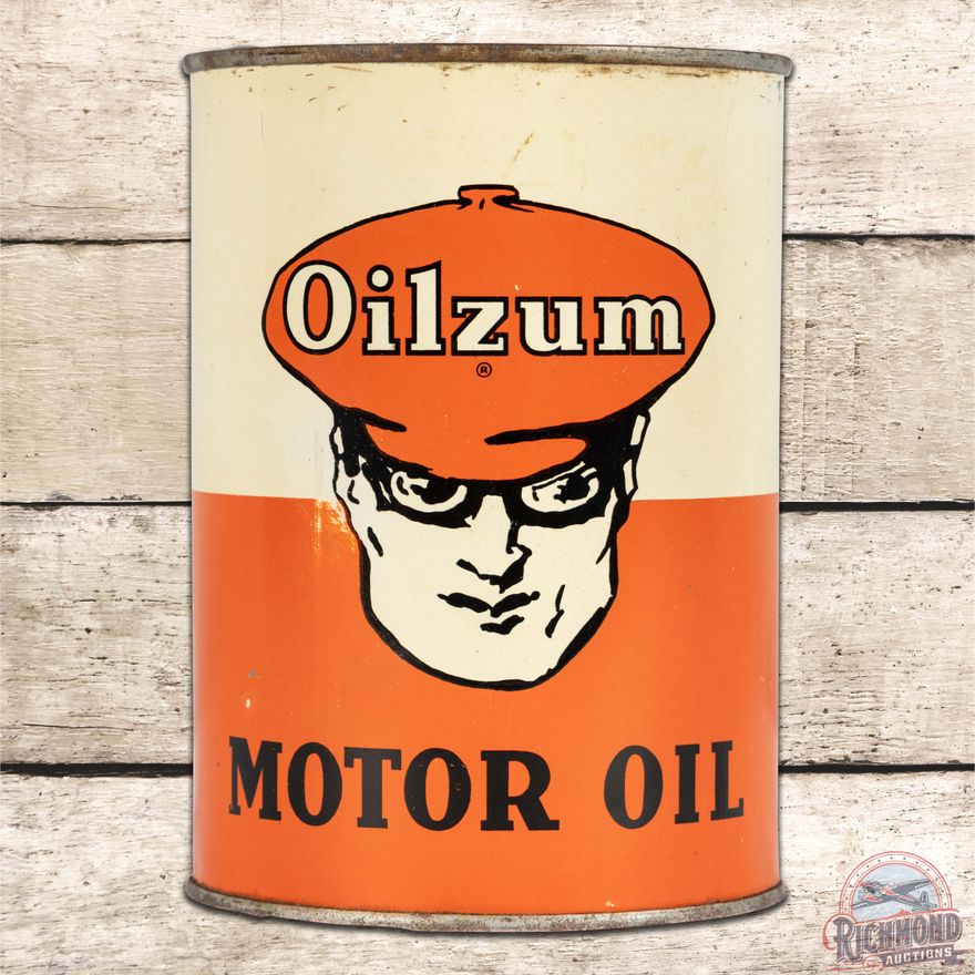Oilzum Motor Oil Full 1 Quart Metal Can w/ Oswald
