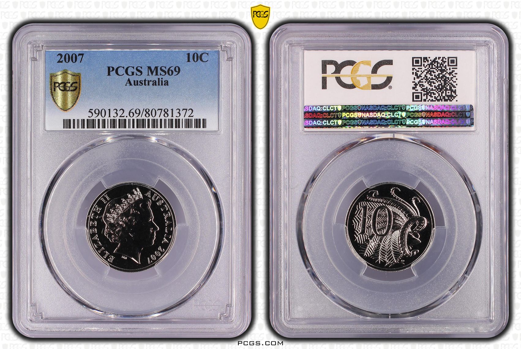 Ten Cent, 2007, PCGS MS 69