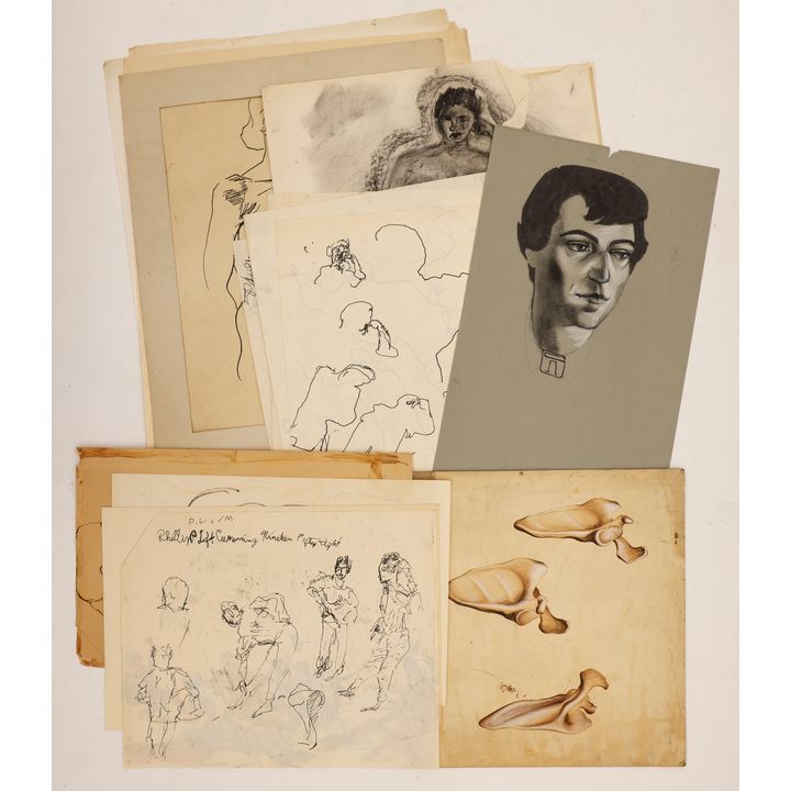 14pc William Cumming & Friends Student Drawings 22''x18'' Largest