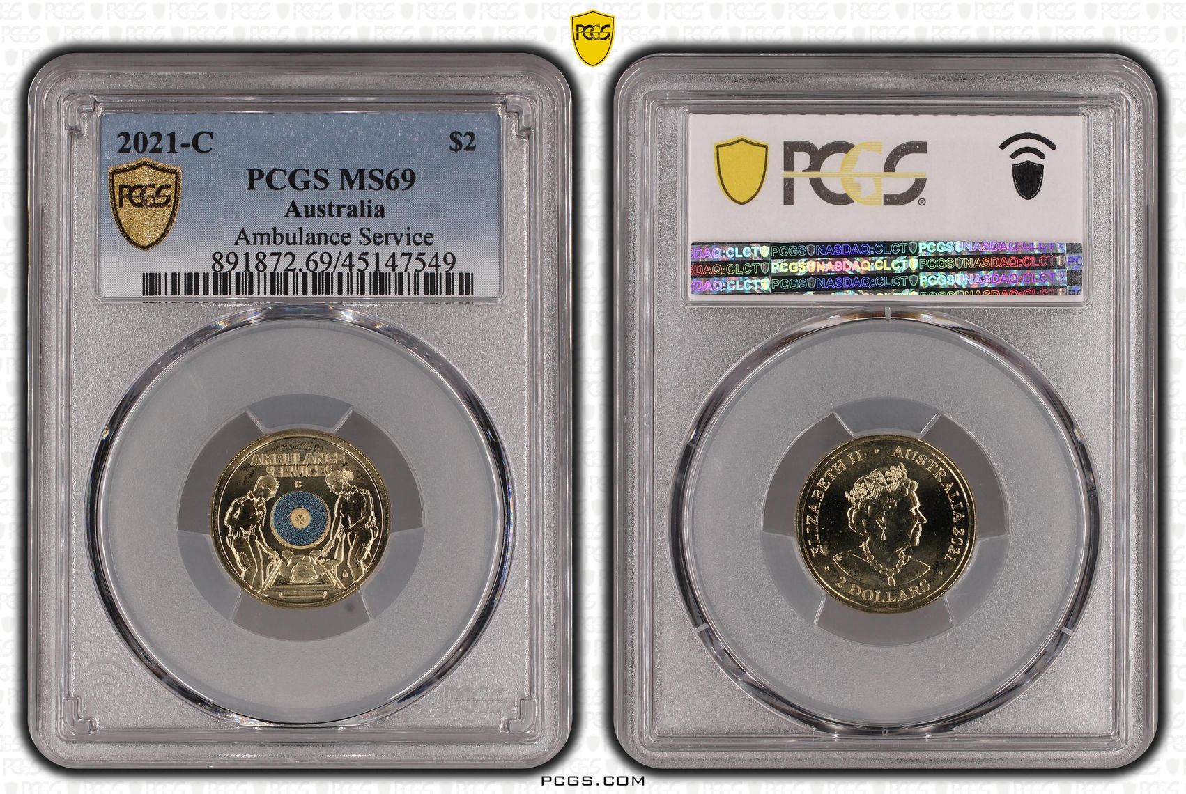 2021-C Australia Two Dollar, $2 Ambulance Service PCGS - MS69 -549