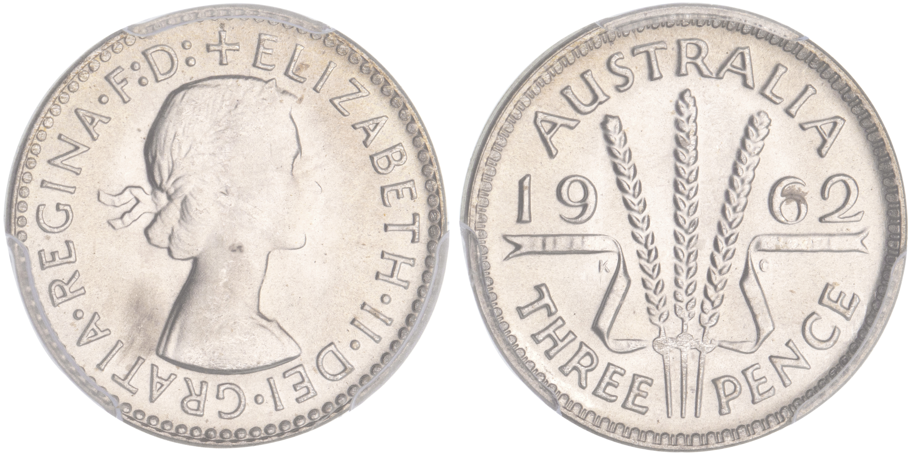 Elizabeth II, Threepence, 1962, PCGS MS 66