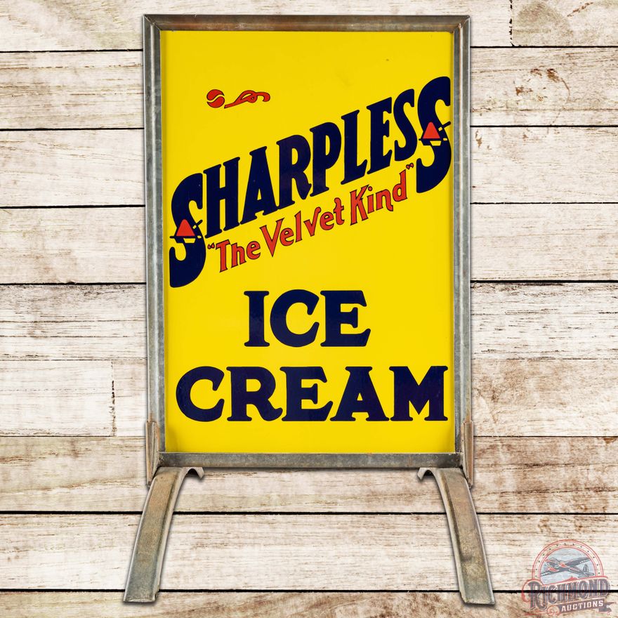 Sharpless "The Velvet Kind" Ice Cream DS Porcelain Curb Sign