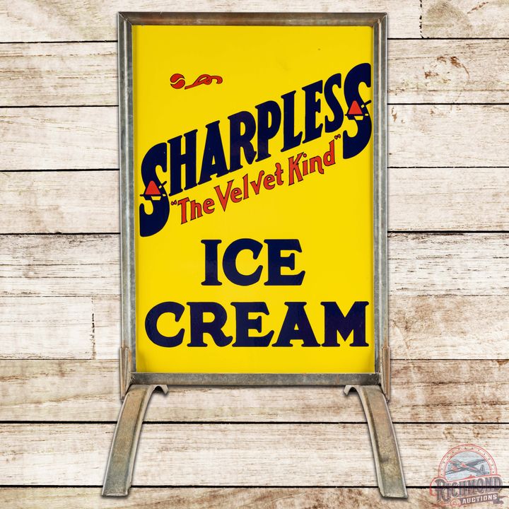 Sharpless "The Velvet Kind" Ice Cream DS Porcelain Curb Sign