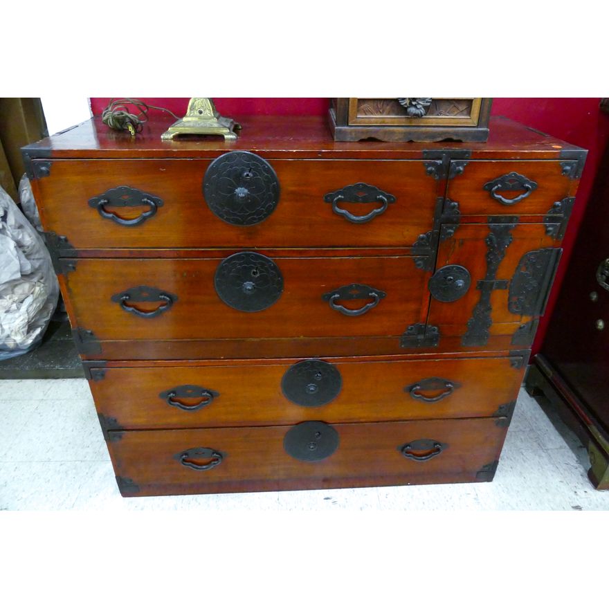 Antique Japanese Stacking Tansu Chest 40.5''x45.5''x18''
