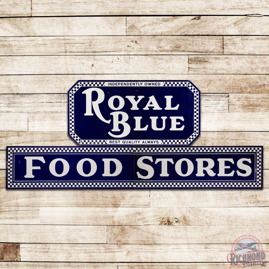 Royal Blue Food Stores "Best Quality Always" 3-Piece SS Porcelain Sign