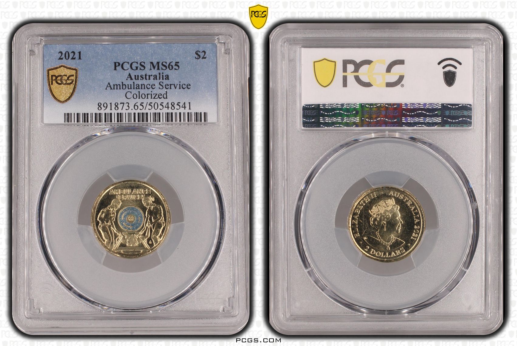 Ambulance Service Colourised, Two Dollar, 2021, PCGS MS65