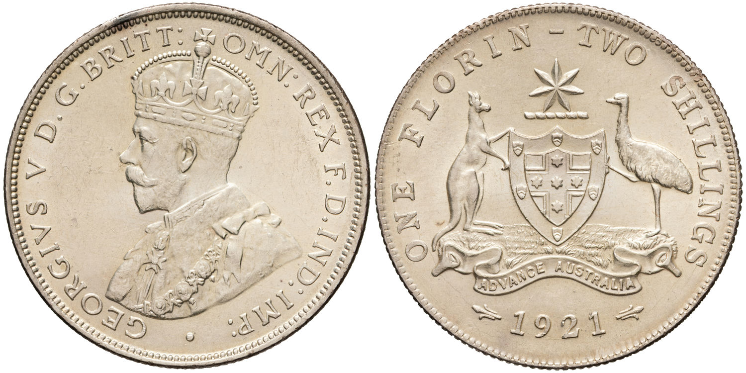 George V, Florin, 1921, UNC