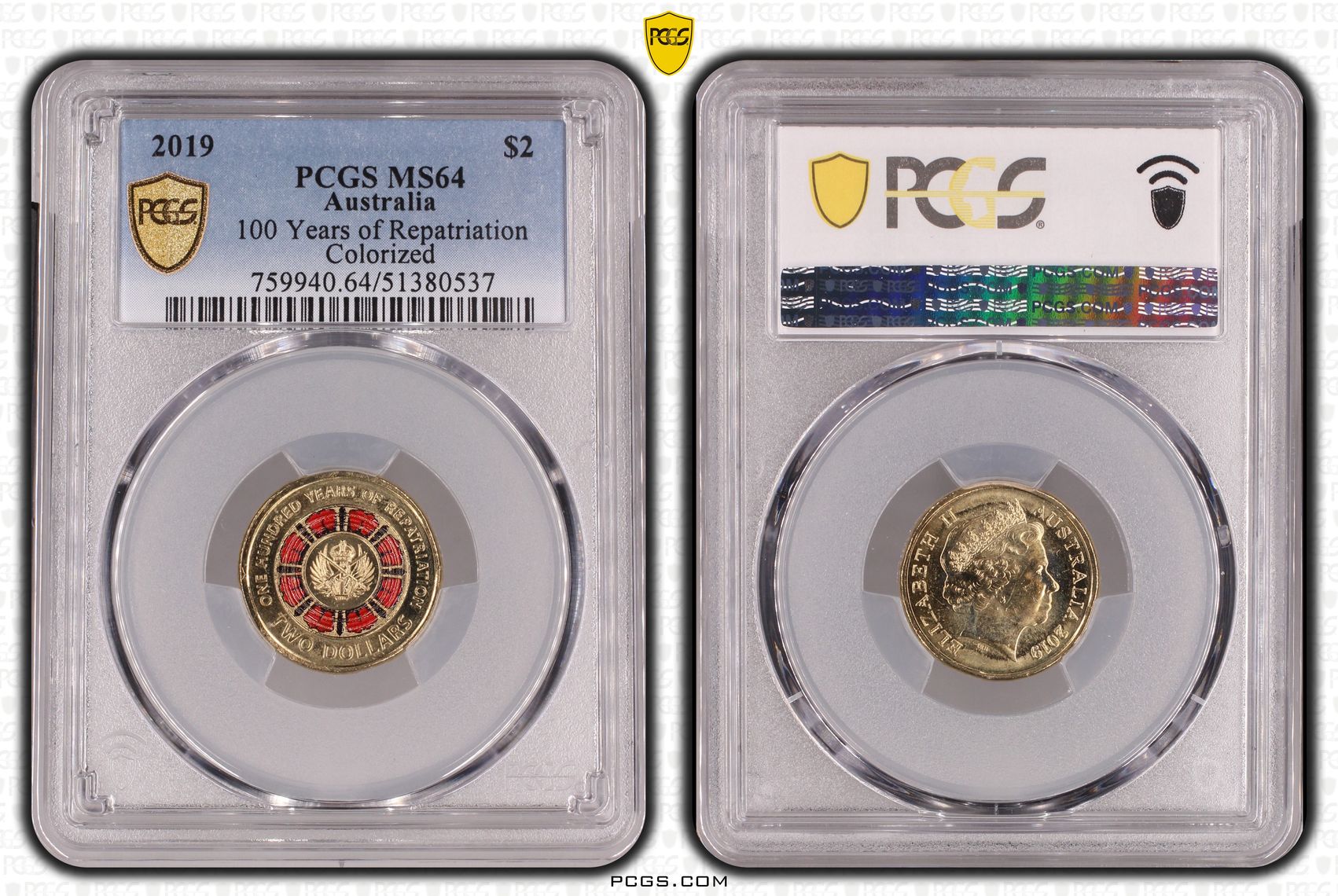 100 Years of Repatriation - Colorized, Two Dollar, 2019, PCGS MS64