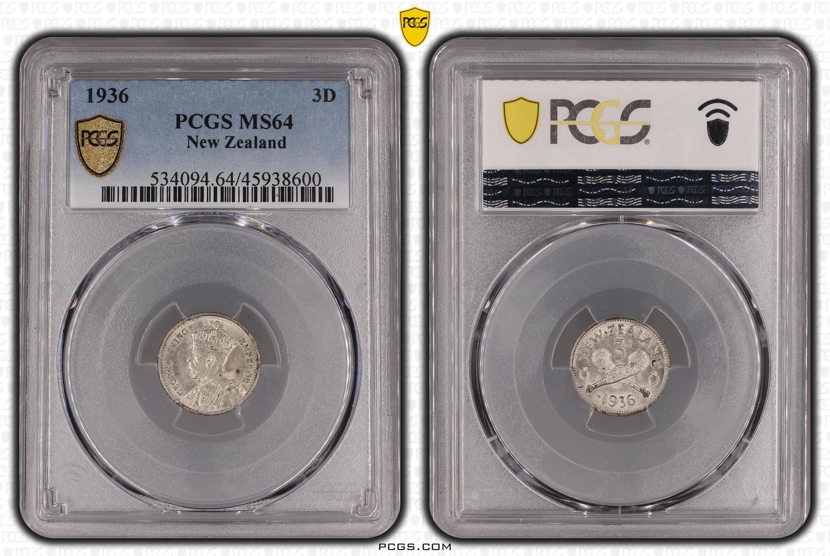 1936 New Zealand Threepence Silver PCGS - MS64 -600