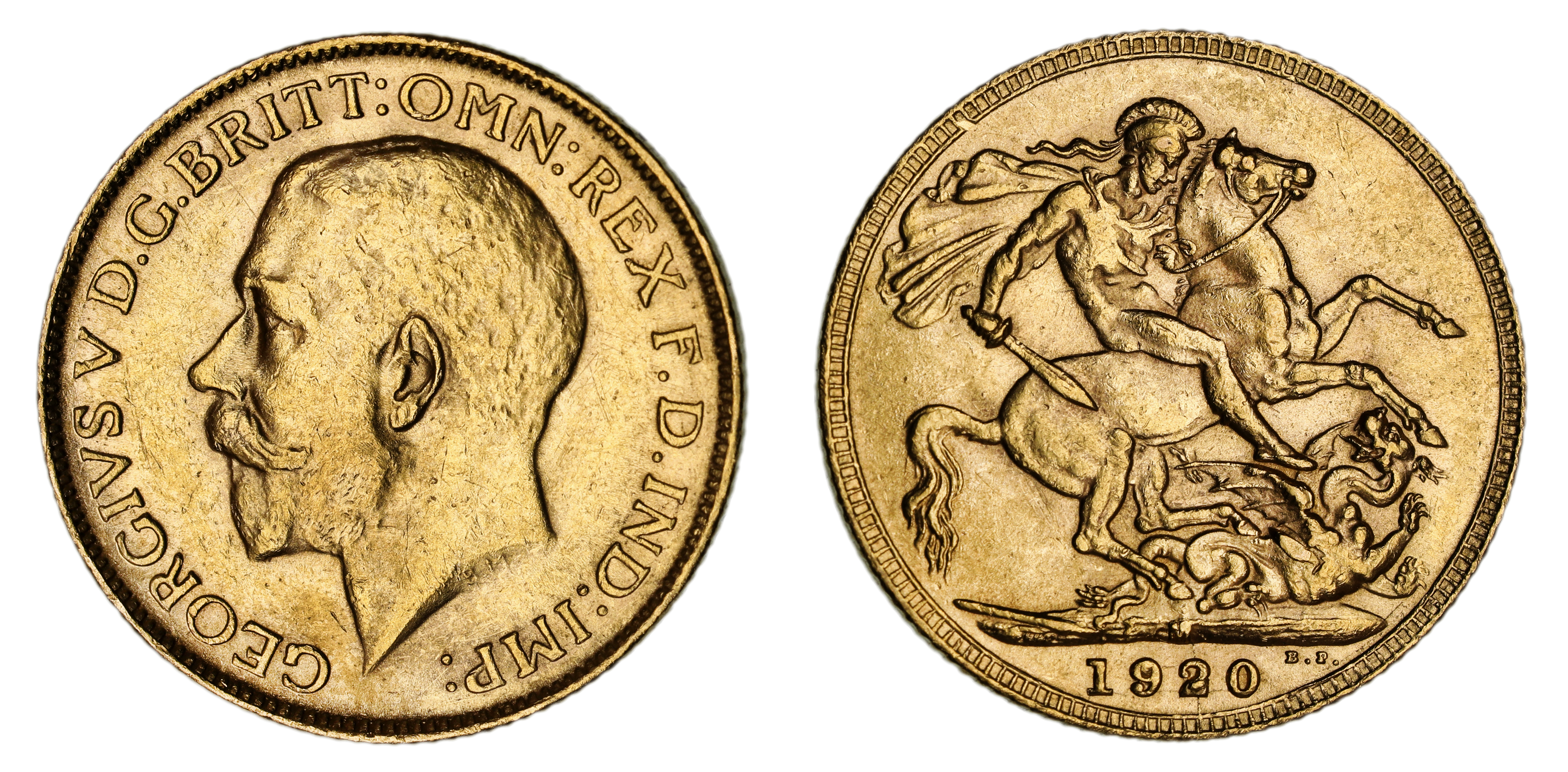 George V, St. George Reverse - Melbourne Mint, Sovereign, 1920, EF