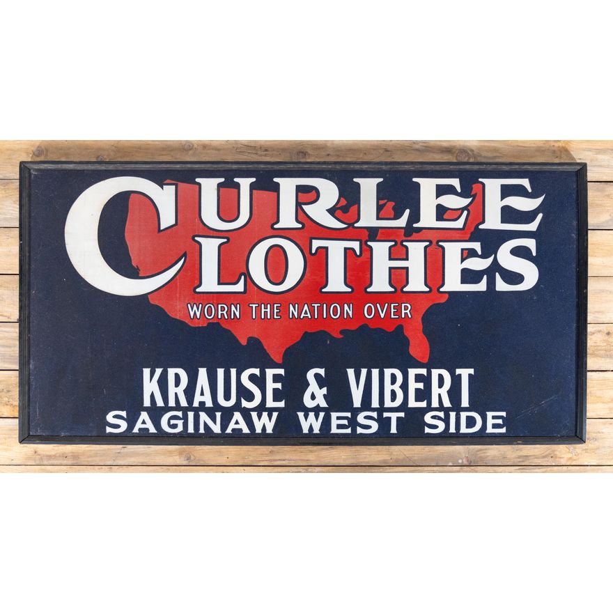 Curlee Clothes "Worn The Nation Over" Smaltz Single Sided Metal Sign TAC 9