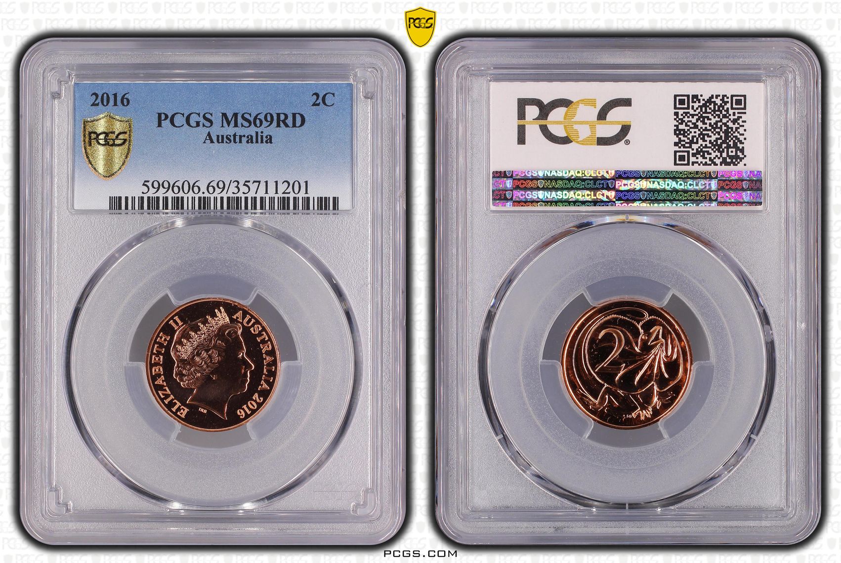 Two Cent, 2016, PCGS MS 69RD