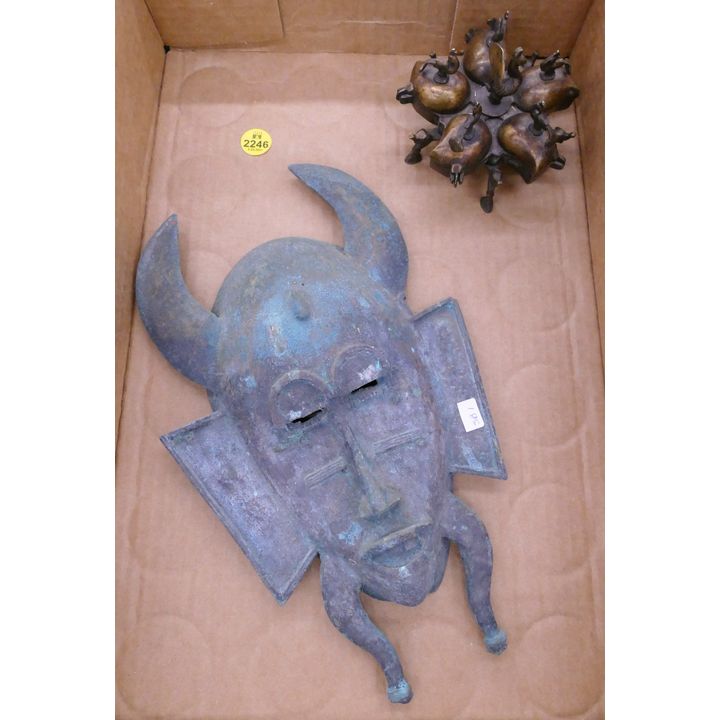 2pc Old Metal Betel Nut Box and Mask