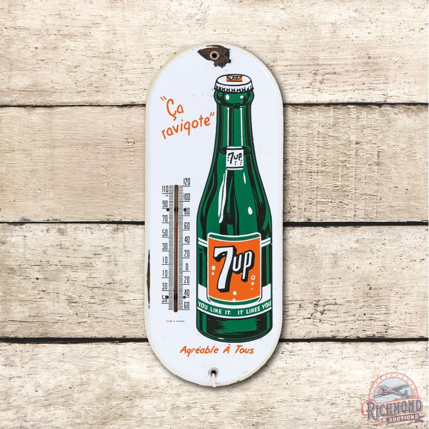 7up "You Like It, It Likes You" Porcelain Thermometer TAC 8.25