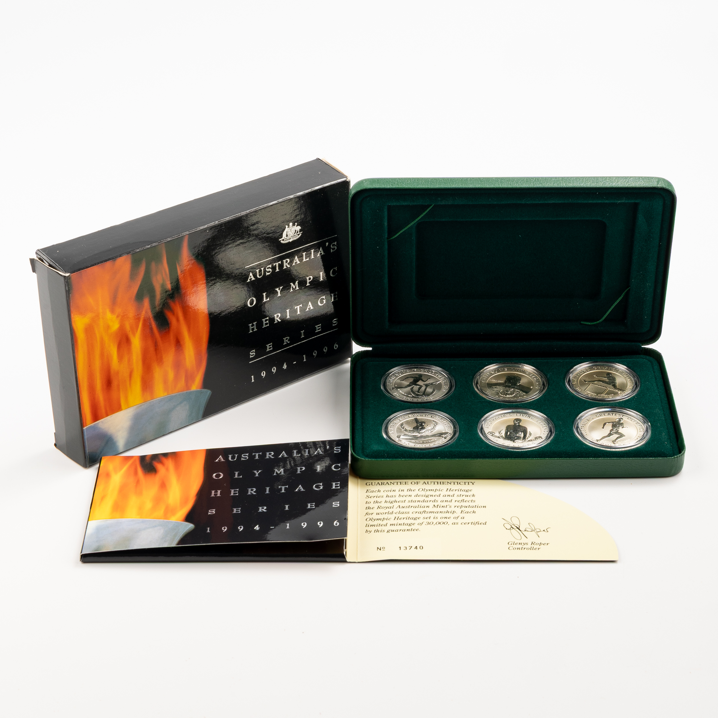Elizabeth II, RAM - Australia's Olympic Heritage Series, Ten Dollars, 1994 - 1996, UNC