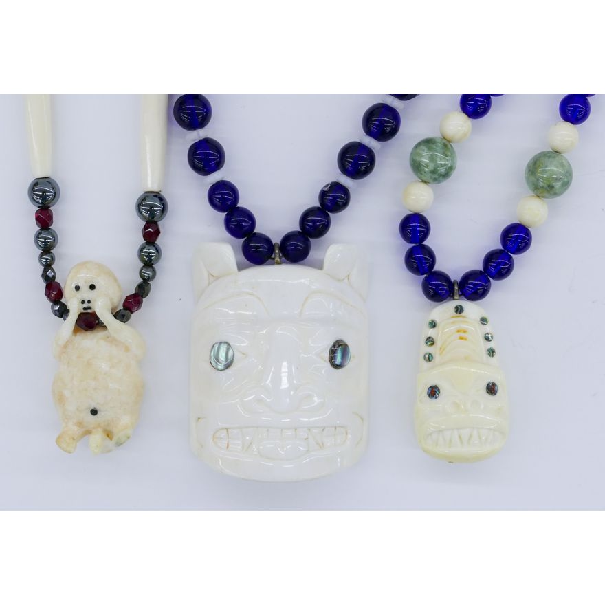 3pc Northwest Coast Native Pendant Necklaces