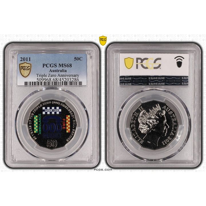 Elizabeth II, Triple Zero Anniv., Fifty Cent, 2011, PCGS MS 68