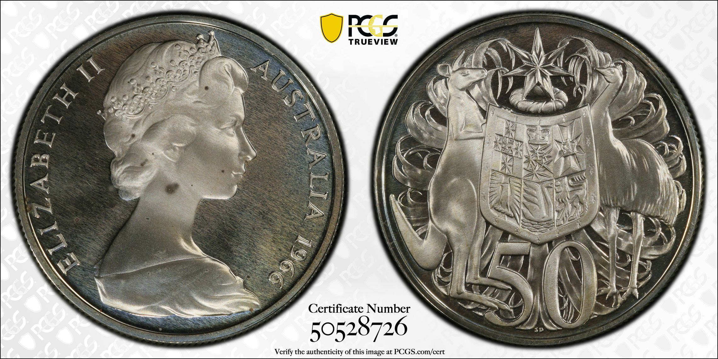 Fifty Cent, 1966, PCGS PR67DCAM