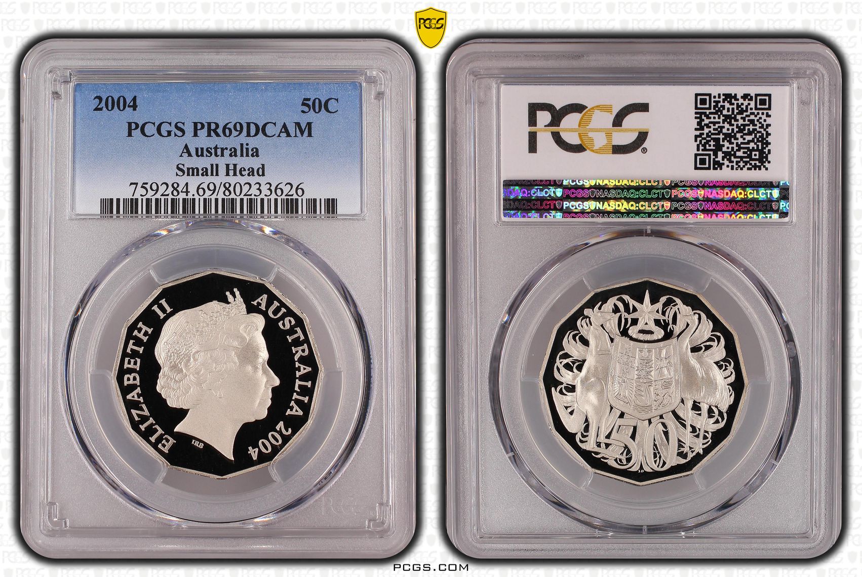 Small Head, Fifty Cent, 2004, PCGS PR69DCAM