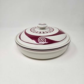 Santa Fe Dining - Ancient Mimbreno Indian Pipestone Burgundy Covered Casserole Dish #1