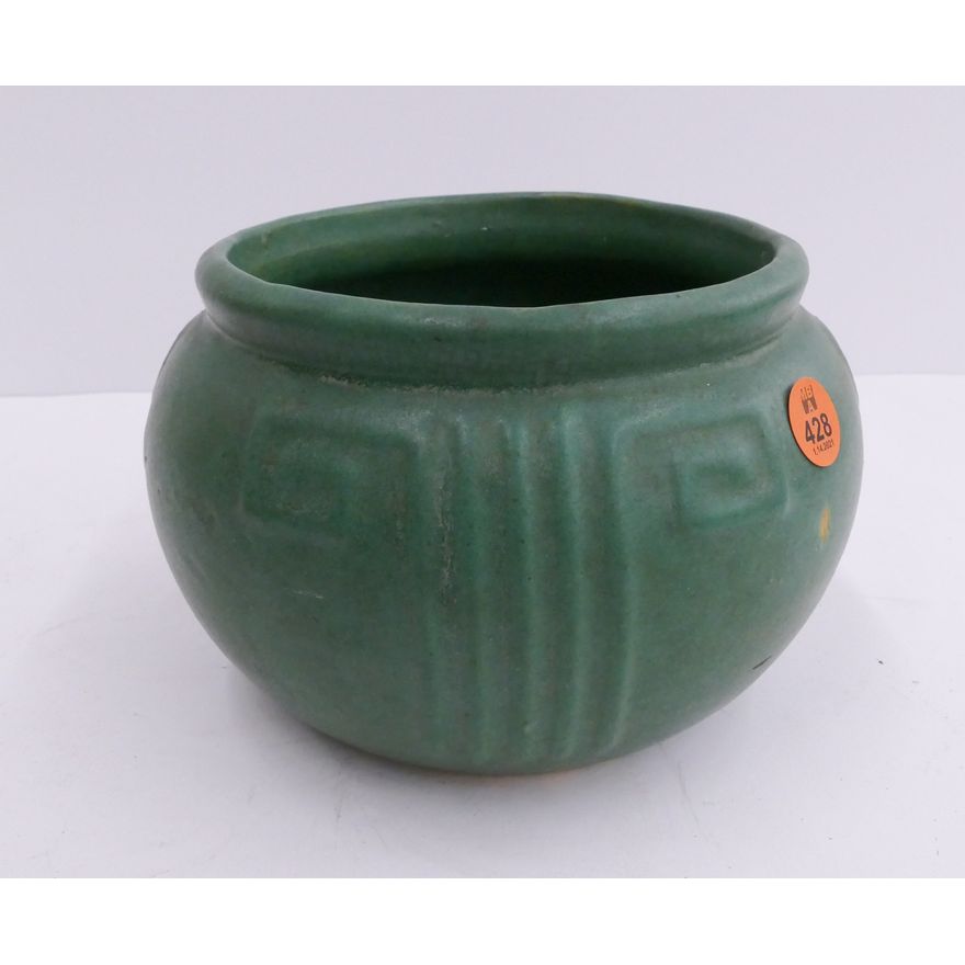 Arts & Crafts Matte Green Pottery Planter- 4.5''