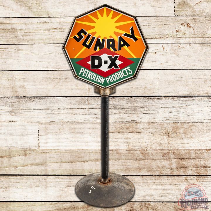 1958 Sunray DX Petroleum Products DS Porcelain Curb Sign