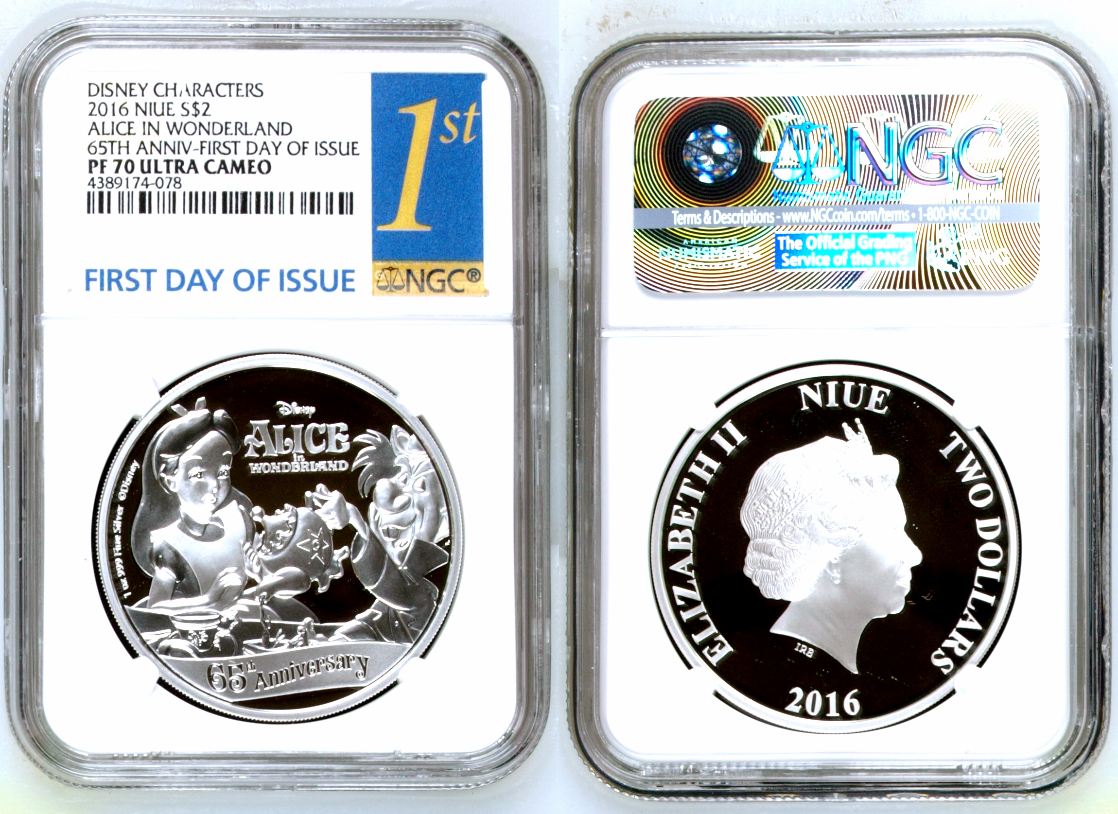 Niue, Alice In Wonderland 65Th Anniversary, Two Dollar, 2016, NGC PF 70 ULTRA CAMEO