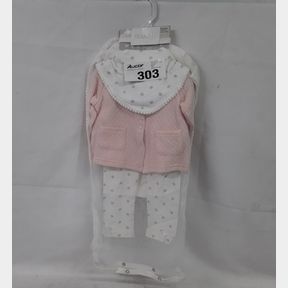 BABY 7 PIECE FLORAL CLOTHING SET - PINK / WHITE - 6-9 MONTHS -